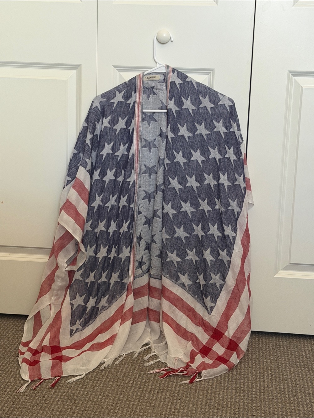 Lightweight Patriotic Shawl Wrap in Blue, Red & White